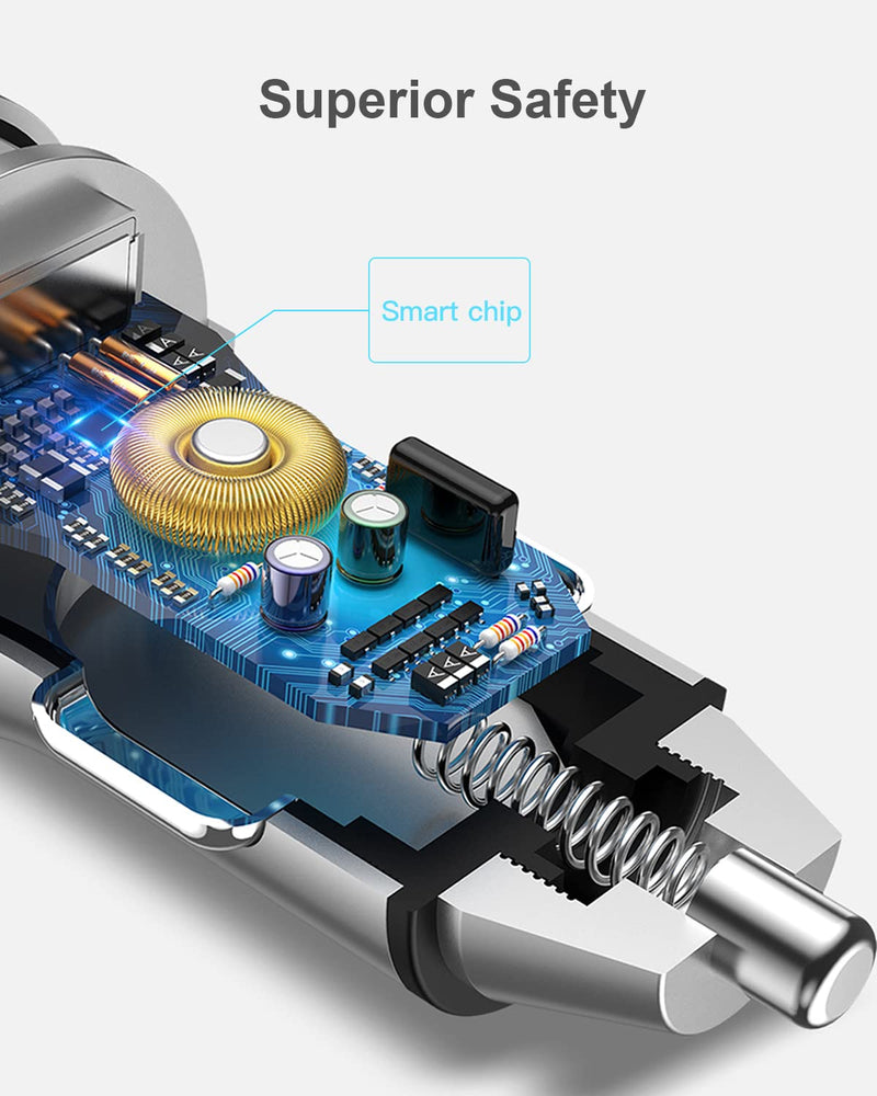 [Australia - AusPower] - USB C Car Charger [Pure Copper], SUPERONE 45W Dual USB Car Charger Adapter with 27W PD Port, QC 3.0 and LED Voltmeter foriPhone 13 12 Pro Max/Pro/Mini, Google Pixel 6/5/4, Samsung S21/20 and More 