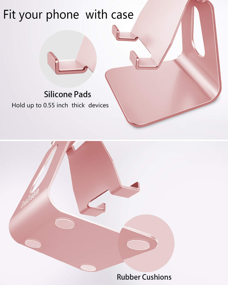 [Australia - AusPower] - Adjustable Cell Phone Stand, CreaDream Phone Stand, Cradle, Dock, Holder, Aluminum Desktop Stand Compatible With Phone Xs Max Xr 8 7 6 6s Plus SE Charging, Accessories Desk,All Mobile Phones-Rose Gold Rose Gold 