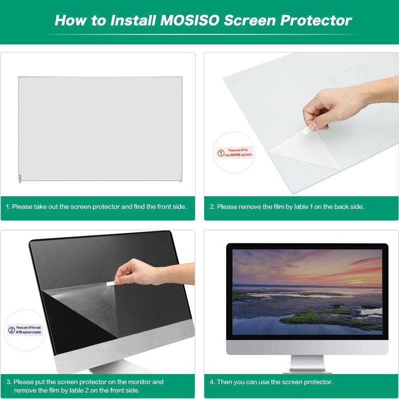 [Australia - AusPower] - MOSISO Anti Glare Screen Protector, 2 Pack Matte Computer Monitor Screen Filter Film Cover Compatible with iMac 21.5 inch All-in-Ones Desktop PC Monitor Reduce Visual Fatigue 21.5-inch 