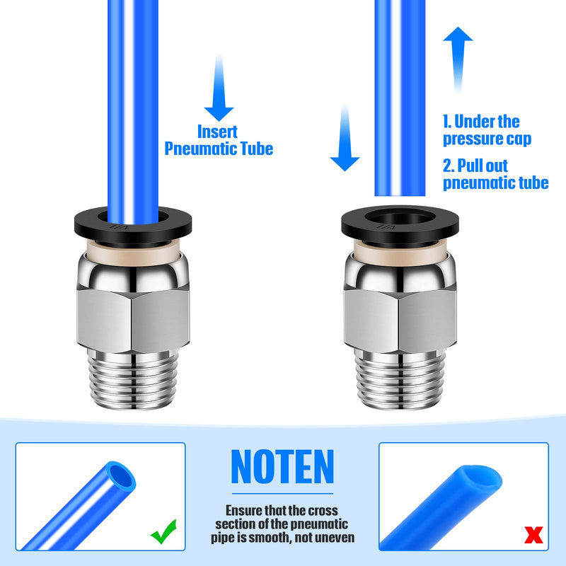 [Australia - AusPower] - 24 Pcs Push to Connect Tube Fittings 1/4 Inch Tube OD x 1/8 Inch NPT Pneumatic Fittings Kit Male Thread Straight Push Quick Release Connectors Air Connectors, 8 Straight, 8 Elbow, 8 Brunch Tee 