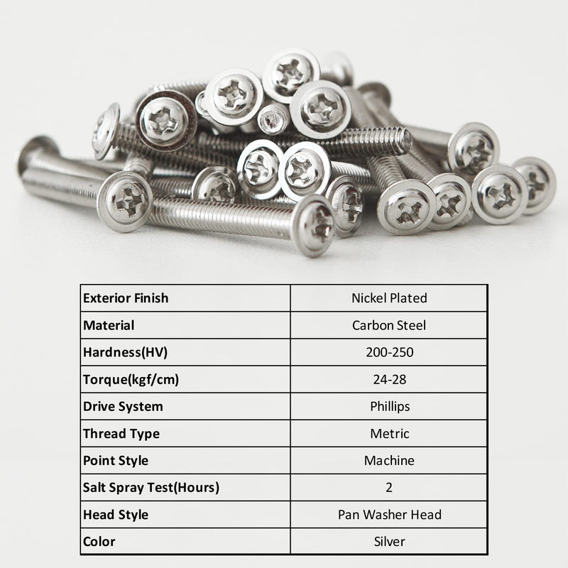 [Australia - AusPower] - WELLOCKS Cabinet Pulls Knobs Screws M4 25-50mm 96 PCS Assortment Machine Screws Pan Washer Head Metal Phillips Screws Kit for Cabinet Drawer Cupboard Closet Handles Install(D150) Assortment Kit 