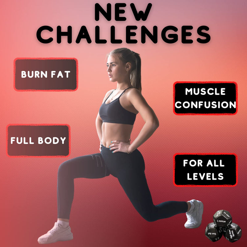 [Australia - AusPower] - Rubberbanditz- Fitness Dice for Workout & Exercise | Three Fun 12 Sided Full Body Workouts | for Crossfit, at Home Workouts & Gyms | Workout Game for Adults and Kids 