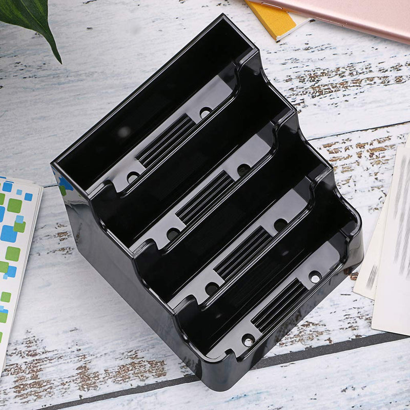 [Australia - AusPower] - Hipiwe 2 Packs 4-Tier Acrylic Business Card Holder Stand Clear Desktop Index Card Filing Card Holder Diaplay Black 