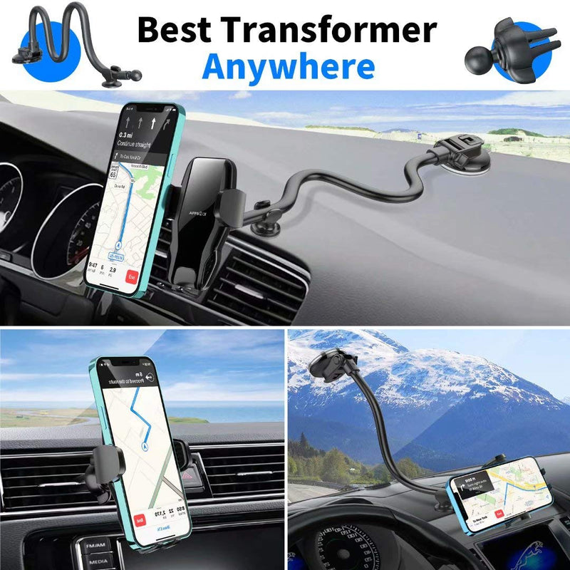 [Australia - AusPower] - Windshield Car Phone Holder Mount, 13" Gooseneck Truck Cell Phone Holder for Car with Strong Suction Cup, Phone Mount for Car Dashboard Compatible with iPhone 13/12 Pro Max, Samsung, LG & More 