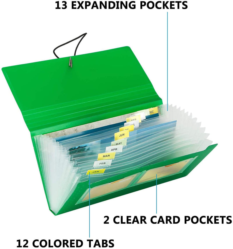[Australia - AusPower] - 13 Pockets Expanding Check Bill File Folder,XUCHUN 10.4' 5.5' Expanding File Folder 4 Pack  for Receipts, Coupons, Checks, Cards-Waterproof 
