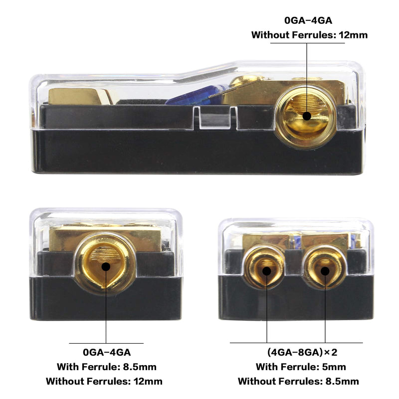 [Australia - AusPower] - ZOOKOTO Copper Distribution Block, 0GA(4/6/8/10) GA to 4(6/8/10) GA 60 Amp Mini ANL 2 Way Fuse Holder 60A 