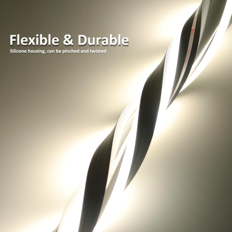 [Australia - AusPower] - JOYLIT Neon Lights 16.4FT/5M 5000K Daylight White LED Strip IP67 Waterproof, 24V Dimmable Flexible 4 X 10MM Slim Side Emitting 840LEDs Neon Rope Light, 12W/M Neon Light Strip for Bedroom, Wall Decor 
