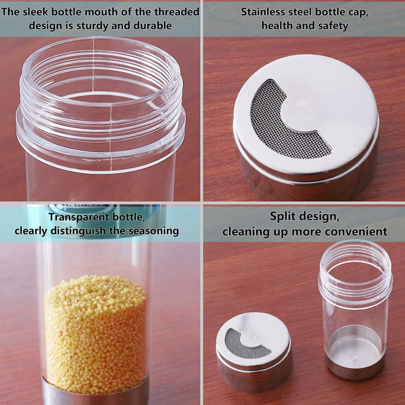 [Australia - AusPower] - Newness Mesh Shaker, Stainless Steel and Clear Acrylic Seasoning Fine Mesh Shaker with Rotating Cover, 3.7 Ounces (110 Milliliter) 