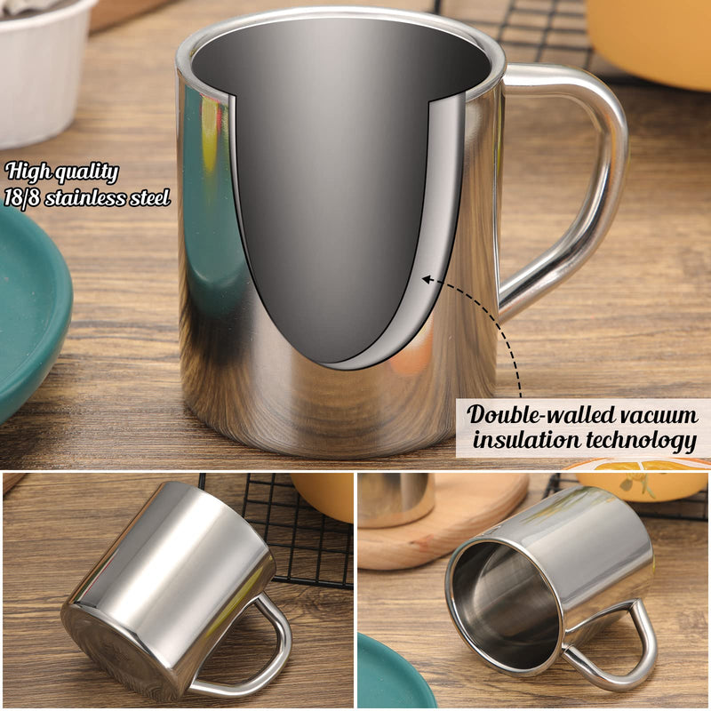 [Australia - AusPower] - Set of 4 Stainless Steel Coffee Mug with Handle Metal Double Walled Cups 7.5oz/ 220ml Camping Mug Dishwasher Safe Tea Cups for Home Camping Travel Outdoors RV Keep Drinks Hot 
