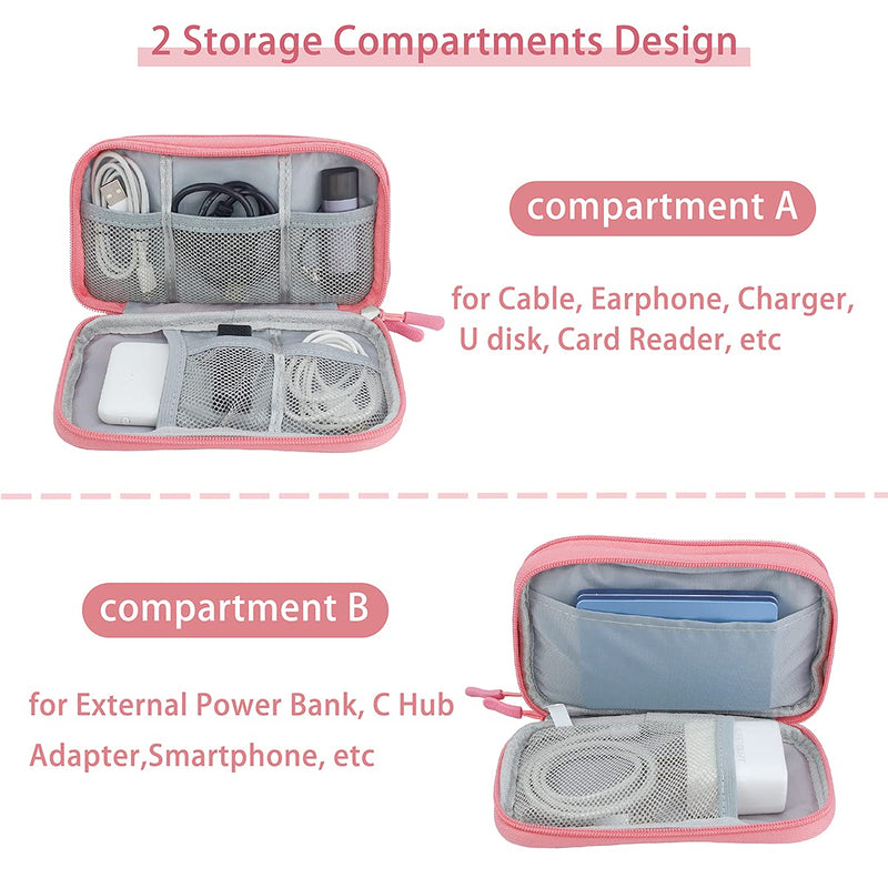 [Australia - AusPower] - Electronic Accessory Organizer, LEEFONE Waterproof Travel Cable Storage Bag for Cables, Cord, Charger, Phone, Earphone, Hard Drive, USB, Wireless Mouse and More (Pink) 