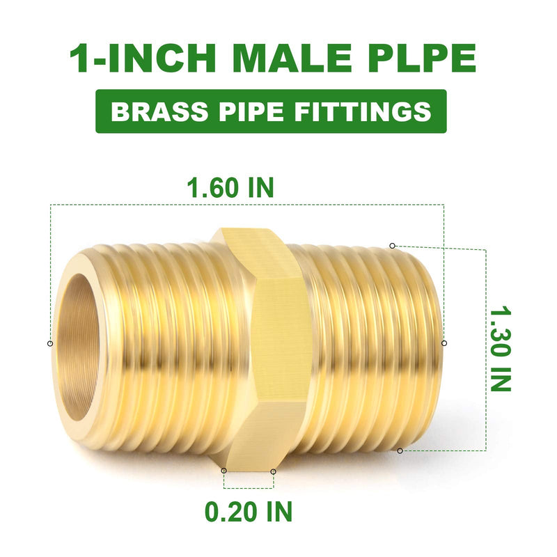 [Australia - AusPower] - TAISHER 5PCS Brass Pipe Fitting, Reducer Adapter, Hex Nipple, 3/4-Inch Male Pipe x 3/4-Inch Male Pipe 3/4" NPT 5 