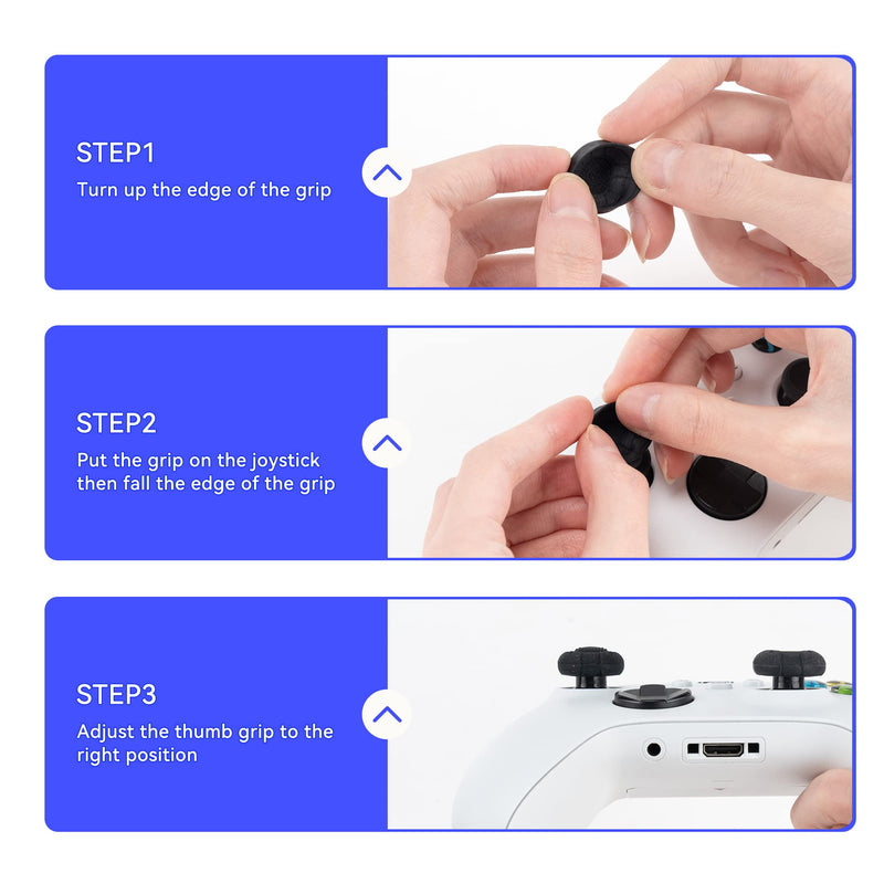[Australia - AusPower] - GeekShare Thumb Grip Caps for Xbox One Controller,Silicone Joystick Cover Solid Color Thumbsticks Cover Set Compatible with Xbox Series X,3 Pairs / 6 Pcs (Black) Black 