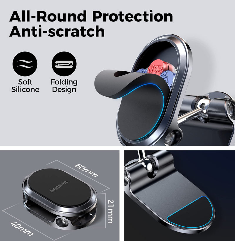[Australia - AusPower] - Magnetic Phone Mount for Car Metal Multi-Functional 6X Magnets Cell Phone Holder Double 360° Rotation Desk Phone Holder Magnet Car Mount Suitable for Dashboard Screens Compatible with All Phone 