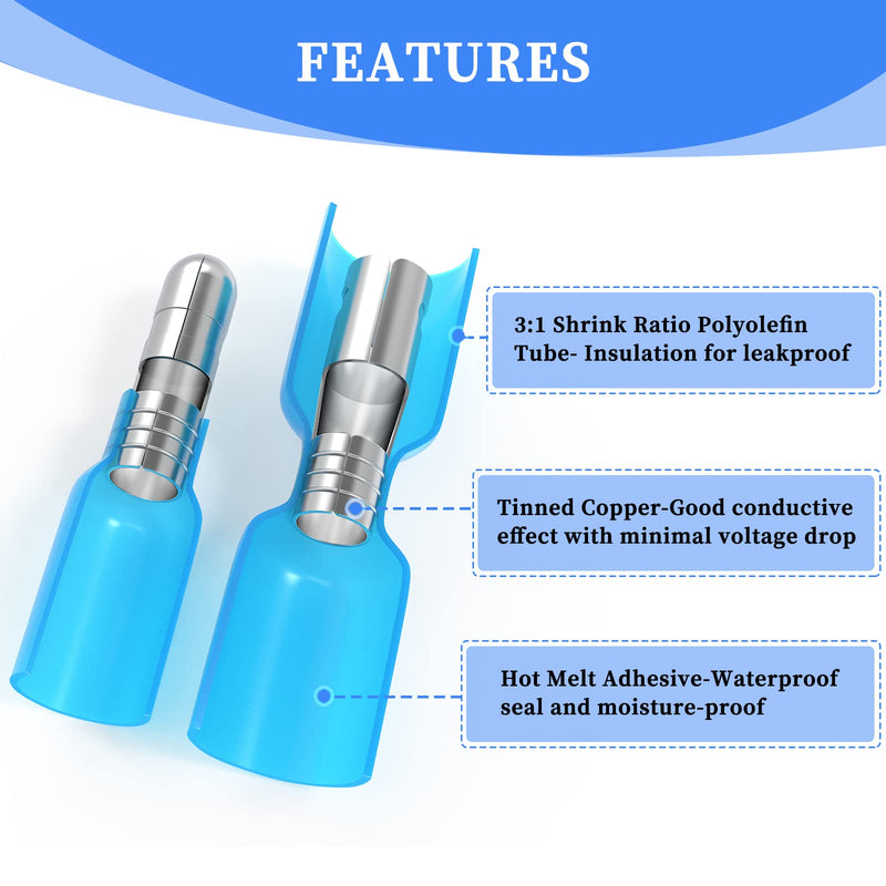 [Australia - AusPower] - Qibaok 320PCS Heat Shrink Bullet Connectors Kit Female & Male Bullet Butt Terminals Insulated Waterproof Electrical Marine Crimp Automotive Connectors 