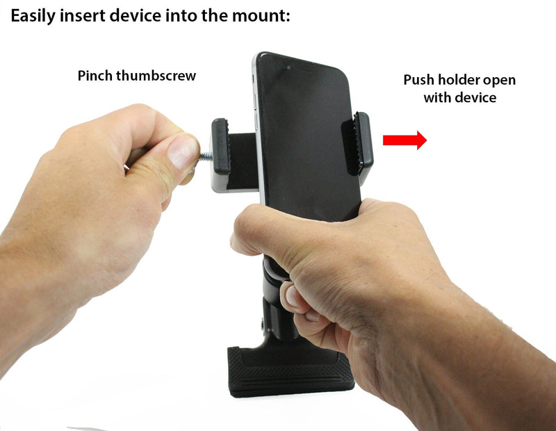 [Australia - AusPower] - Livestream Large Phone - Ball Head Clamp Mount with Extension Kit for Desk or Table (Mount Opens from 80mm to 102mm). Easily Adjust Height of Device for Videos, Reading, or Live Streaming. 