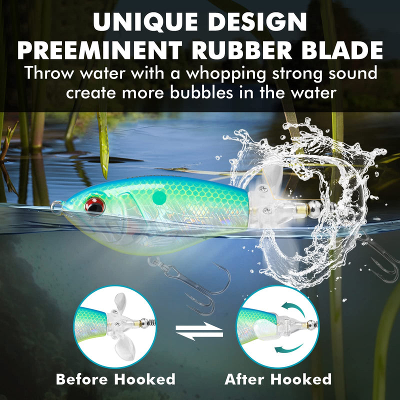 [Australia - AusPower] - TRUSCEND Topwater Fishing Lures, Plopper Fishing Lure, Plopping Minnow with Floating Rotating Tail, Topwater Surface Crankbait Lures for Bass Trout Pike Perch, Hard Bass Whopper Lure Kit 