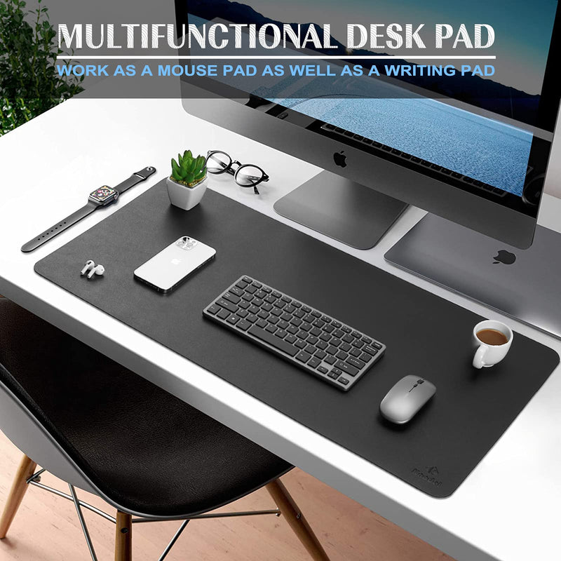 [Australia - AusPower] - K KNODEL Desk Mat, Mouse Pad, Desk Pad, Waterproof Desk Mat for Desktop, Leather Desk Pad for Keyboard and Mouse, Desk Pad Protector for Office and Home (23.6" x 13.8", Black) 23.6" x 13.8" 