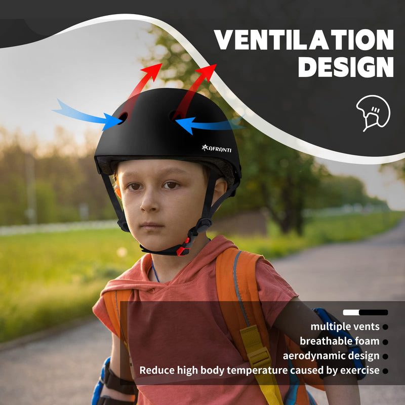 [Australia - AusPower] - Afranti Bike Helmet Toddler Helmet 19.6"-24" Adjustable Helmet for Kids Age 4 and Older Skateboard Helmet CPSC Certified Youth Helmet for Bicycle Roller Scooter & Inline Skating Black S (50cm-54cm / 19.6"-21.2") 