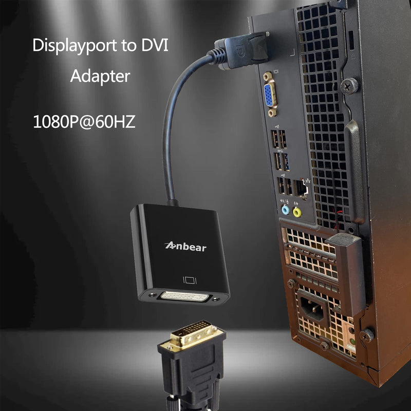 [Australia - AusPower] - DisplayPort to DVI Adapter,Anbear Display Port to DVI-D Adapter (Male to Female) Compatible with Computer,Desktop,Laptop,PC 1 Pack 