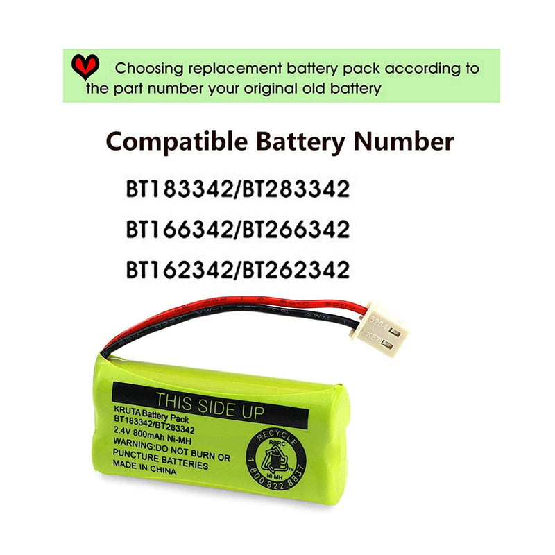[Australia - AusPower] - Kruta BT183342 BT283342 BT166342 BT266342 BT162342 BT262342 Battery Compatible with VTech CS6114 CS6419 CS6719 AT&T EL52300 CL80112 VTech CS6719-2 Cordless Handsets (Pack of 4) Pack of 4 