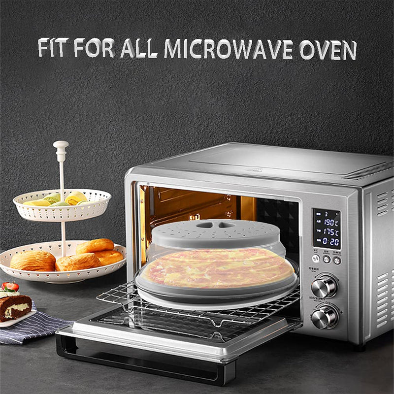 [Australia - AusPower] - Collapsible Microwave Splatter Cover Microwave Cover for Food Fruit Drainer Basket,BPA-Free Dishwasher Safe 10.5 inch (GREY) Grey 