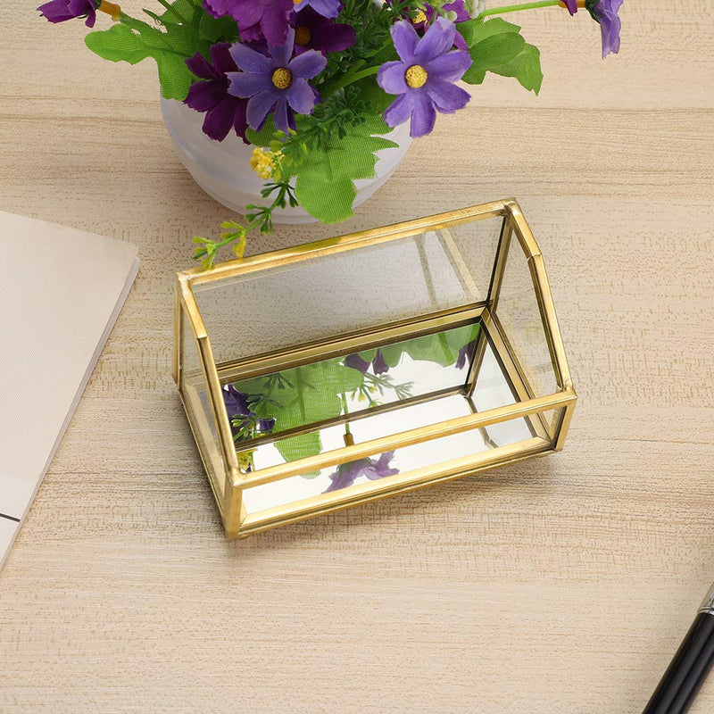 [Australia - AusPower] - Hipiwe Glass Business Card Holder Stand, Gold Metal Frame Name Card Display Organizer, Office Desktop Countertop Business Cards Storage Holder, Fits 80-100 Business Cards 