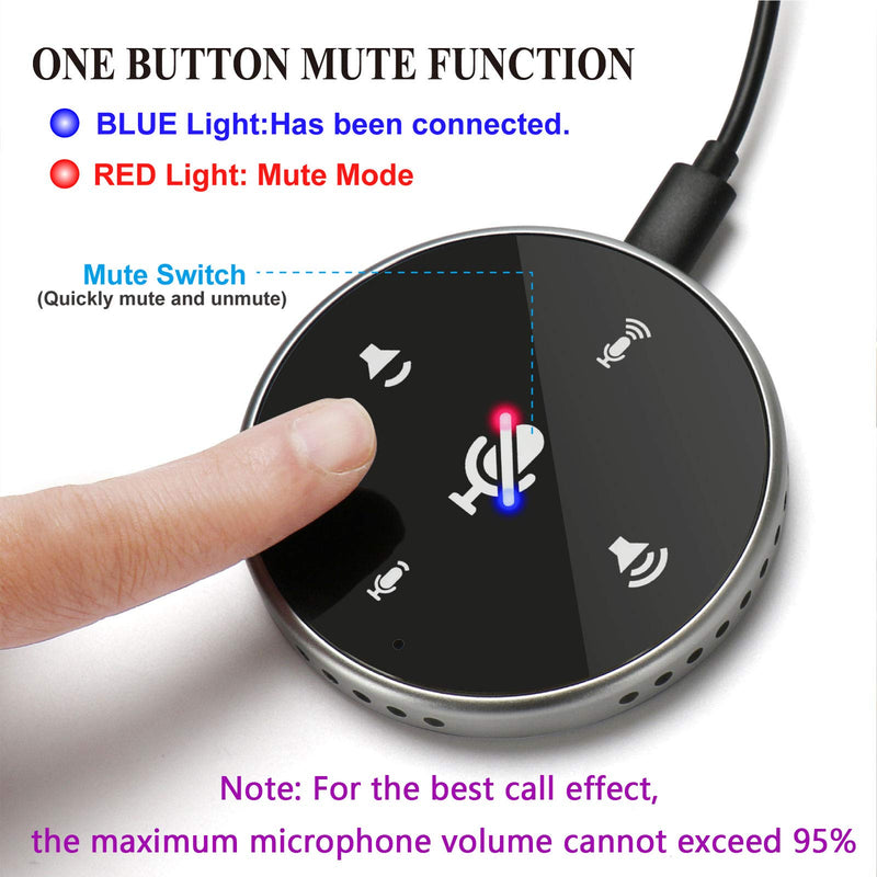 [Australia - AusPower] - USB Conference Microphone with Speaker,Omnidirectional Speakerphone Computer Mic with 360º Voice Pickup, Touch-Sensor Buttons to Mute/Volume for Streaming, Skype,VoIP Call, Webinar, Interview blank+white 