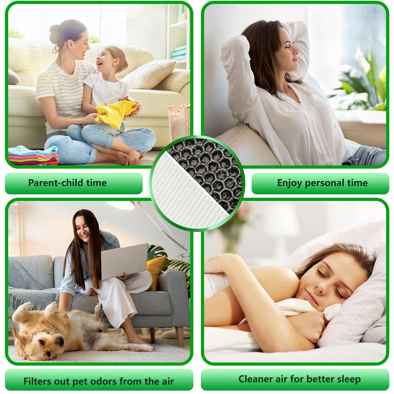 [Australia - AusPower] - Slirceods Replacement True HEPA Filter Compatible with TOPPIN TPAP002 Comfy Air C1 Air Puri-fier, Replace # TPFF002, HEPA and Activated Carbon Filter - 2 Pack 