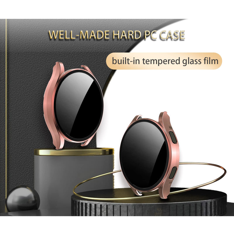 [Australia - AusPower] - [2 Pack] Screen Protector Compatible with Samsung Galaxy Watch 4 40mm 44mm Case Cover,Protective Bumper Full Hard PC Shell Built-in HD Tempered Glass Band Accessories for Men Women (Pink, 44mm) Pink 