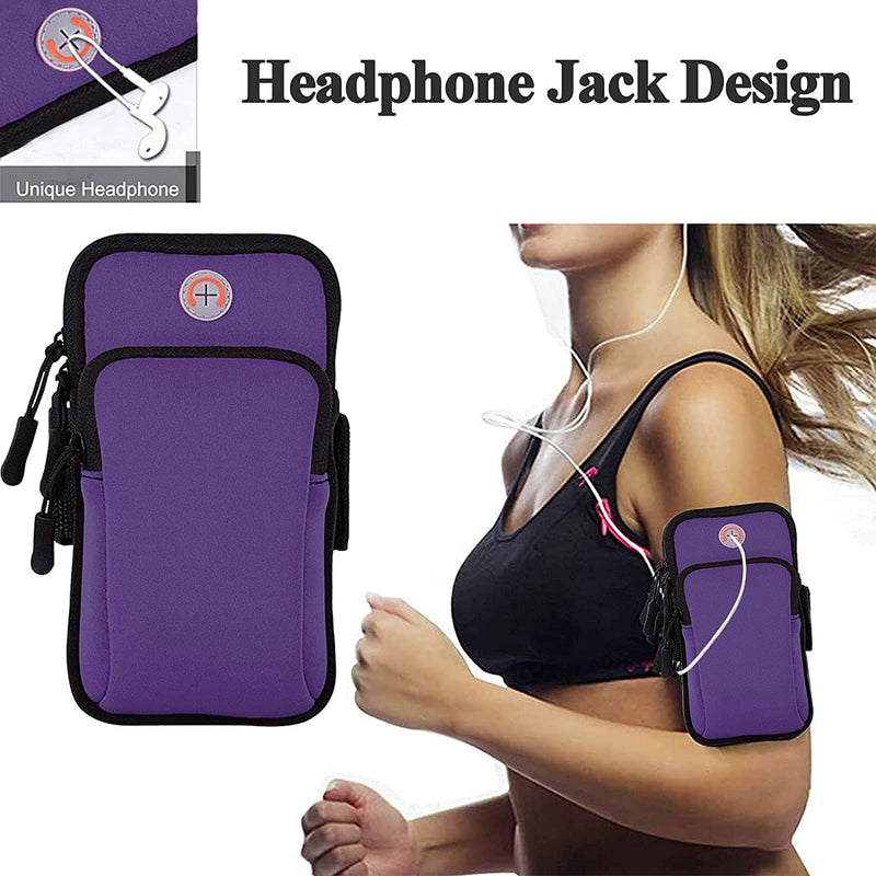 [Australia - AusPower] - MOVOYEE Running Armband Cell Phone Holder for iPhone 11 12 13 Pro Max Xs X Xr 8 Plus 7 6 SE Mini,Samsung Galaxy S20 S10 S9 S7,Key,Adjustable Strap Pouch,Fits Workout Exercise Sports Arm Band Sleeve 1-Purple 