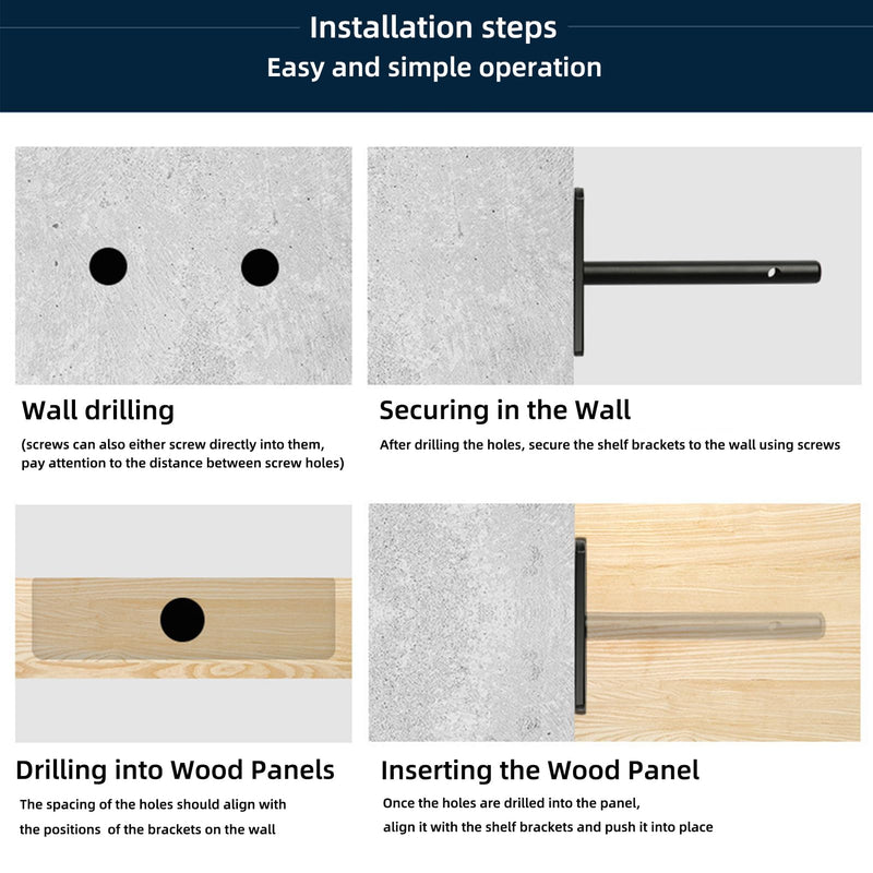 [Australia - AusPower] - 6 Pcs Floating Shelf Bracket| 4-Inch(Deep) Hidden Floating Shelves Brackets for Wood Shelf| Floating Shelf Hardware Heavy Duty (Black)| Blind Shelf Supports| Comes with Expansion Tube + Screw 