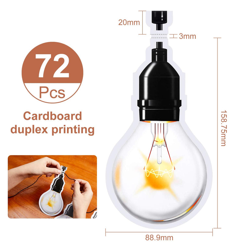 [Australia - AusPower] - 72 Pieces Light Bulbs Cut-Outs with Double-Sided Tape and Black Twine, Christmas Banner Industrial Chic Style Classroom Decor Home Birthday Festive Event Holiday Party Decorations 