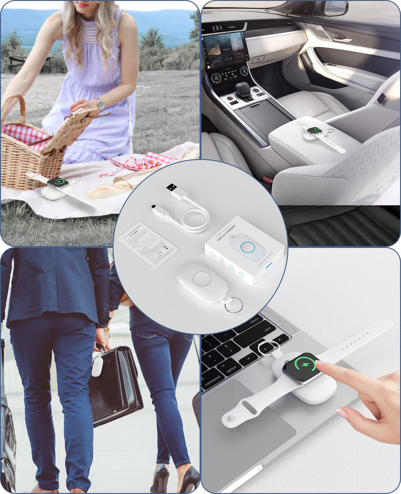 [Australia - AusPower] - Portable iWatch Charger, Magnetic Wireless Charger 1000mAh Travel Charger Power Bank with Keychain, Compatible for iWatch Series 7,6,5,4,3,2,1, SE,44/40/42/38mm 