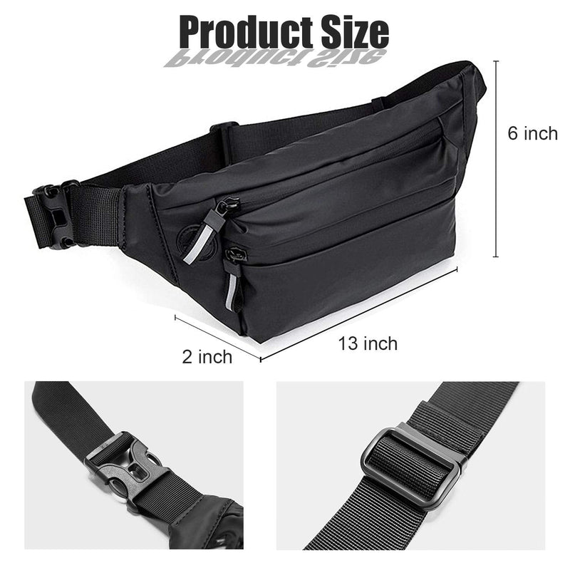 [Australia - AusPower] - MOVOYEE Water Resistant Fanny Pack for Walking Athletic Hiking Travel Pocket, Waist Bag Men Women Sling Chest Bag Over the Shoulder, Running Belt for iPhone 12 11 Pro Max Xs Xr 8 7 6 Plus Phone Pouch 01-Black 