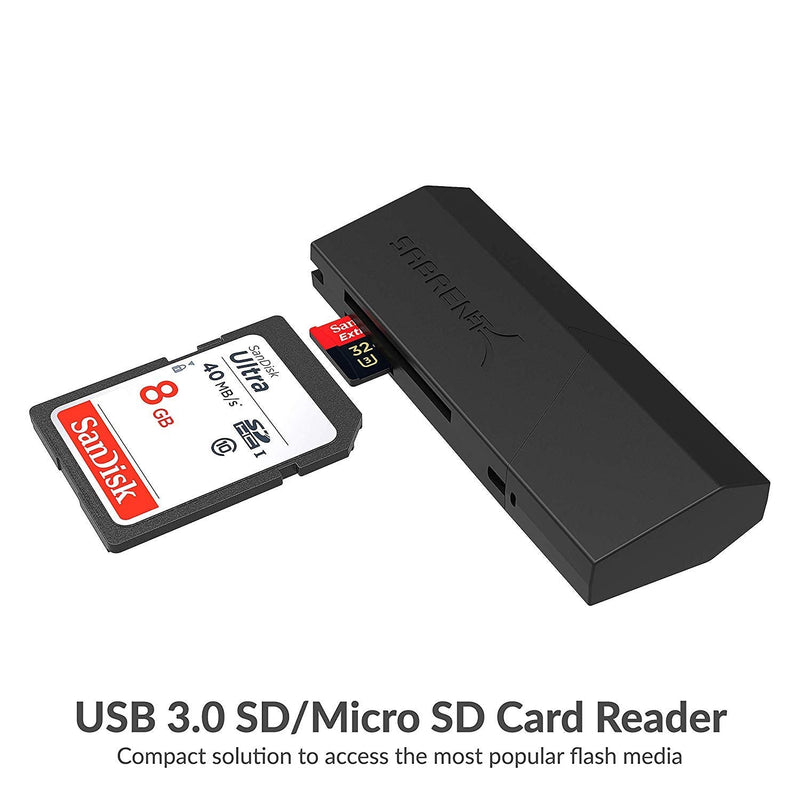 [Australia - AusPower] - SABRENT SuperSpeed 2-Slot USB 3.0 Flash Memory Card Reader for Windows, Mac, Linux, and Certain Android Systems - Supports SD , SDHC , SDXC , MMC / MicroSD , T-Flash [Black] (CR-UMSS) 2-Slot USB A 