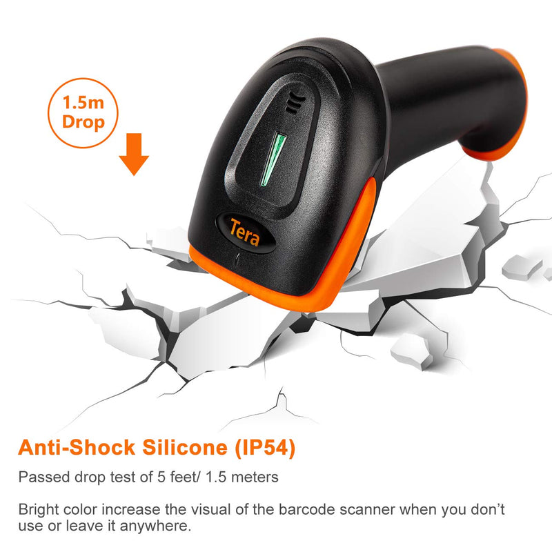 [Australia - AusPower] - Tera Wireless 2D QR Barcode Scanner with Stand, 3 in 1 Compatible with Bluetooth & 2.4GHz Wireless & USB Wired Barcode Reader Handheld Bar Code Reader HW0001 