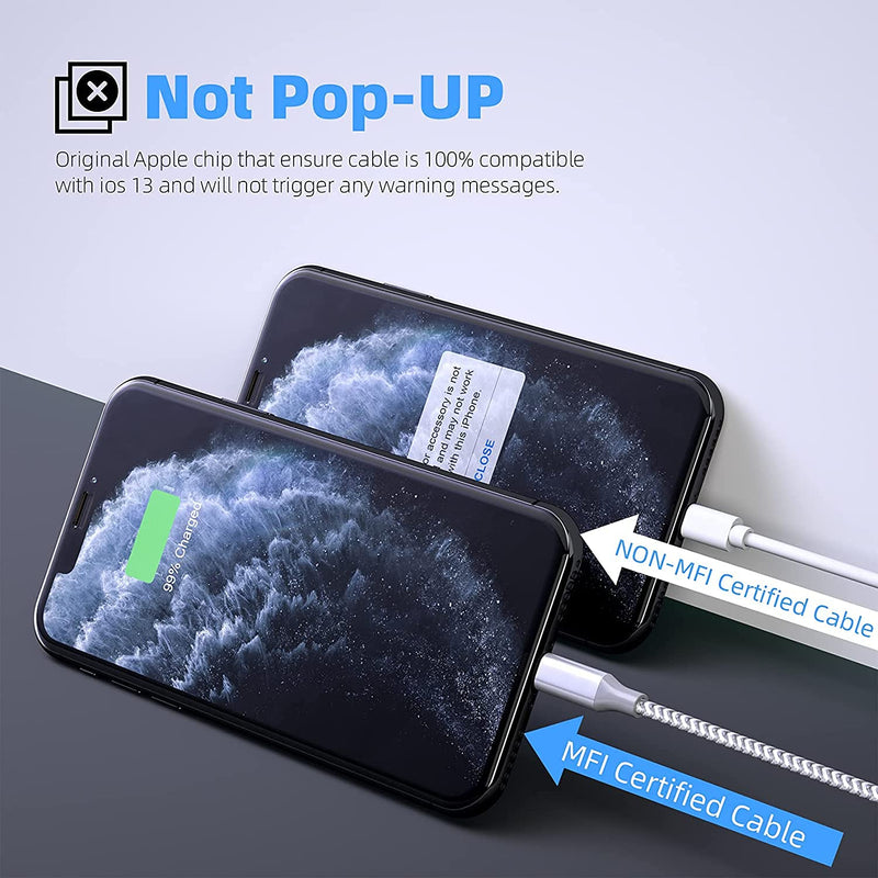 [Australia - AusPower] - iPhone Charger [Apple MFi Certified] 3pack 10FT Long Lightning Cable Fast Charging High Speed Data Sync USB Cable Compatible iPhone 13/12/11 Pro Max/XS MAX/XR/XS/X/8/7/Plus/6S (Grey White) 