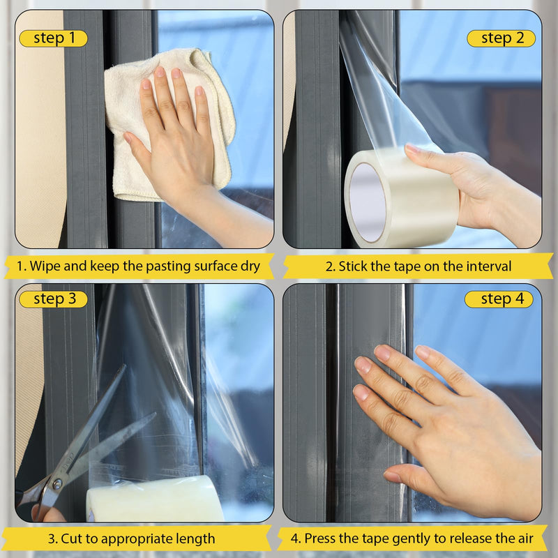 [Australia - AusPower] - Pushglossy Window Sealing Tape Weather Tape Proofing for Windows Window Tape for Winter Insulation Tape Window Film Insulation Tape for Doors Windows Shower Glass Gaps(3 inch x 26 Yard) 3 inch x 26 yard 
