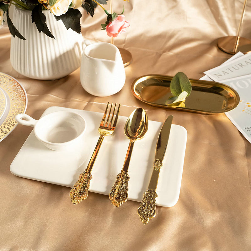 [Australia - AusPower] - N9R 100Pcs Gold Plastic Forks, Solid, Durable and Heavy Duty Plastic Forks, Perfect Utensils for Parties, Weddings 