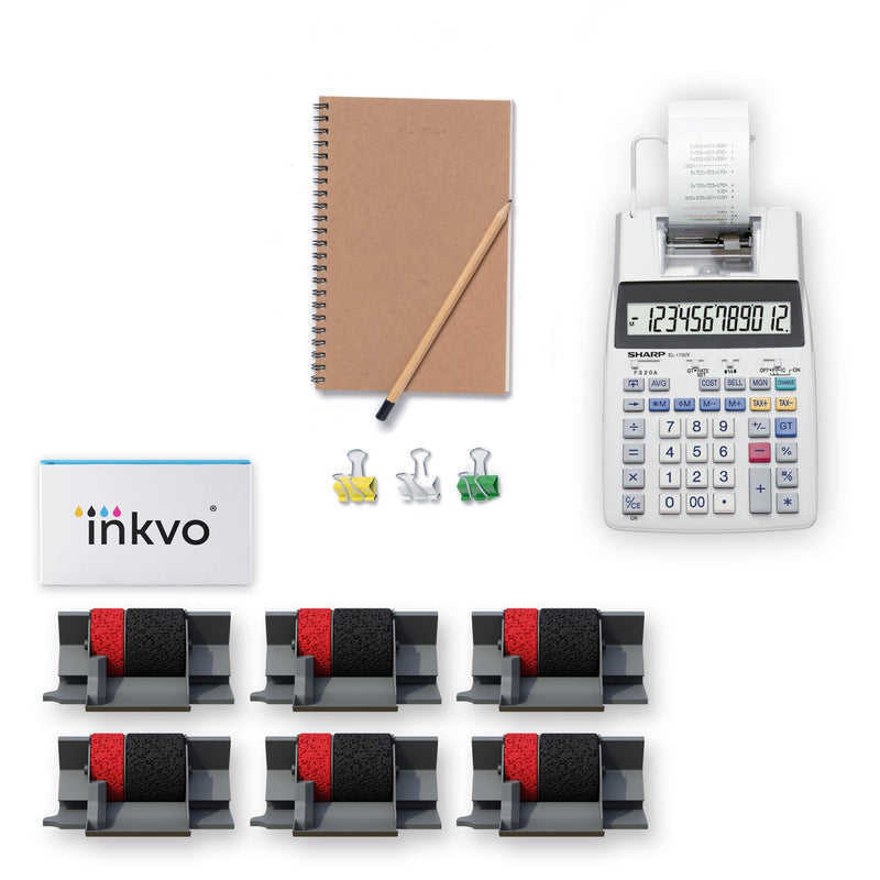 [Australia - AusPower] - (6 Pack) Inkvo Compatible Replacement Calculator Ink Roller Red and Black IR-40T for Sharp EL-1750V, EL-1801V, Casio HR-100TM, EA772R, and Many More 6 Pack 
