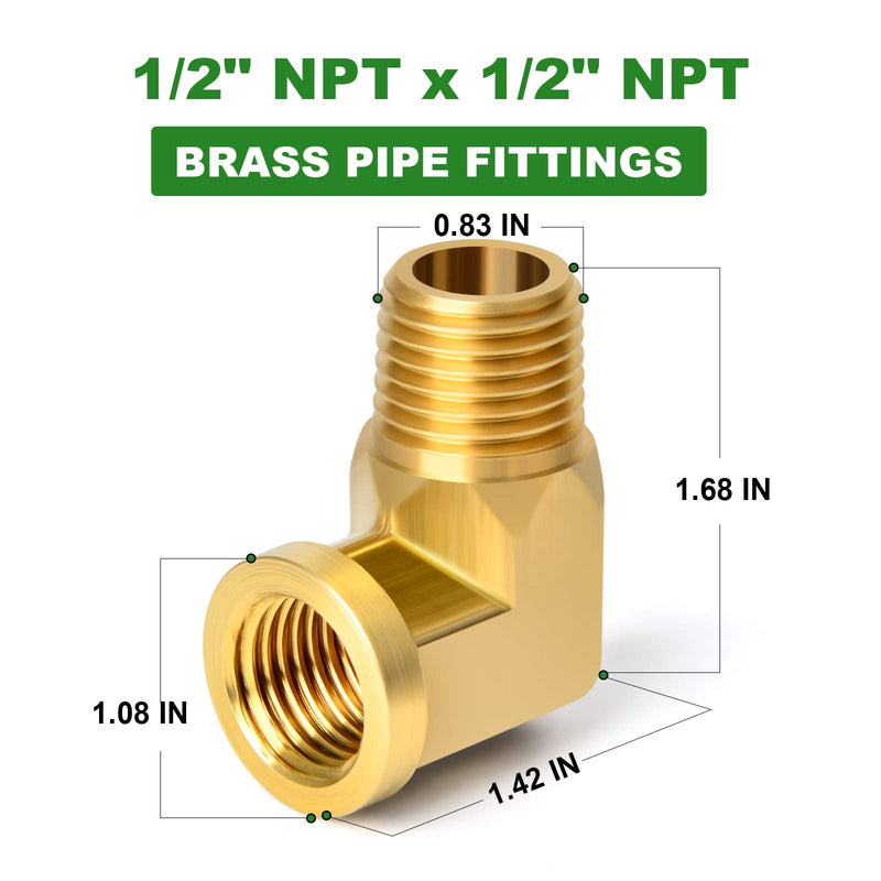 [Australia - AusPower] - TAISHER 2PCS 90 Degree Barstock Street Elbow, 1/2 Inch NPT Male Pipe to 1/2 Inch NPT Female Brass Pipe Fitting 1/2" MNPT X 1/2" FNPT 2 