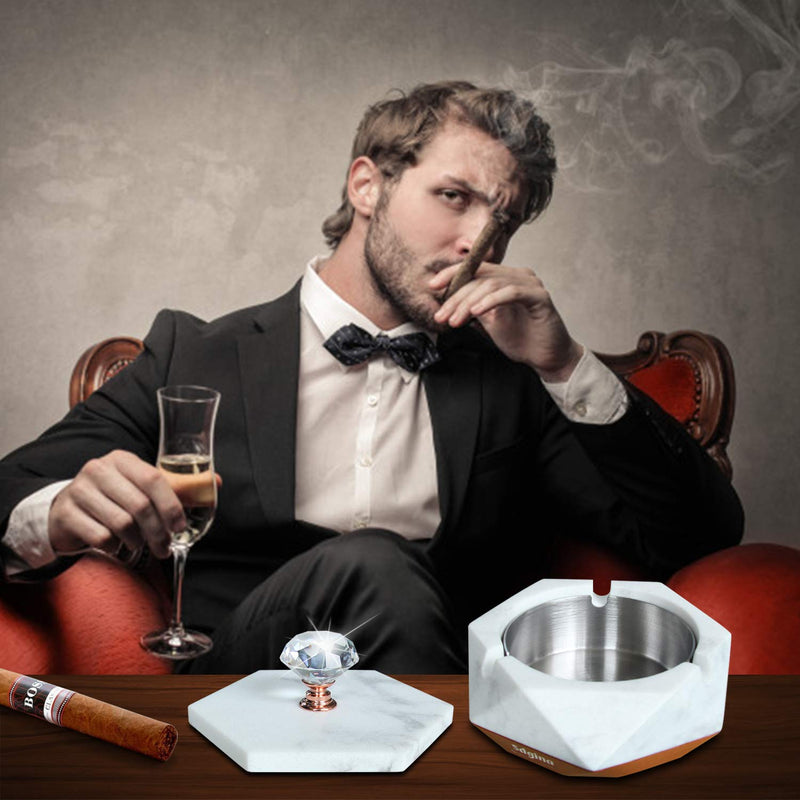 [Australia - AusPower] - J JHOUSELIFESTYLE Ashtray for Weed - Outdoor Ashtray with Lid, Ash Tray Sets for Weed, Ash Tray Sets for Cigarettes Outdoor Ashtrays for Cigarettes Windproof Ashtray for Outside Marble 