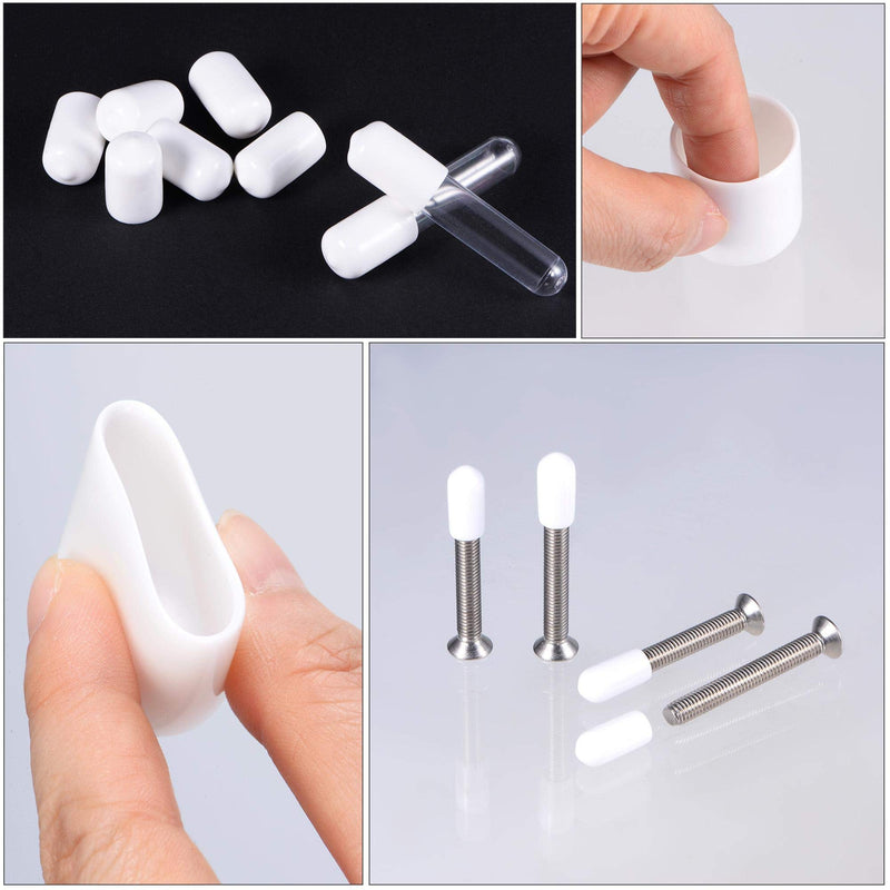 [Australia - AusPower] - uxcell 50pcs Round Rubber End Caps 5/64"(2mm) White Vinyl Cover Screw Thread Protectors 2mm x 15mm 