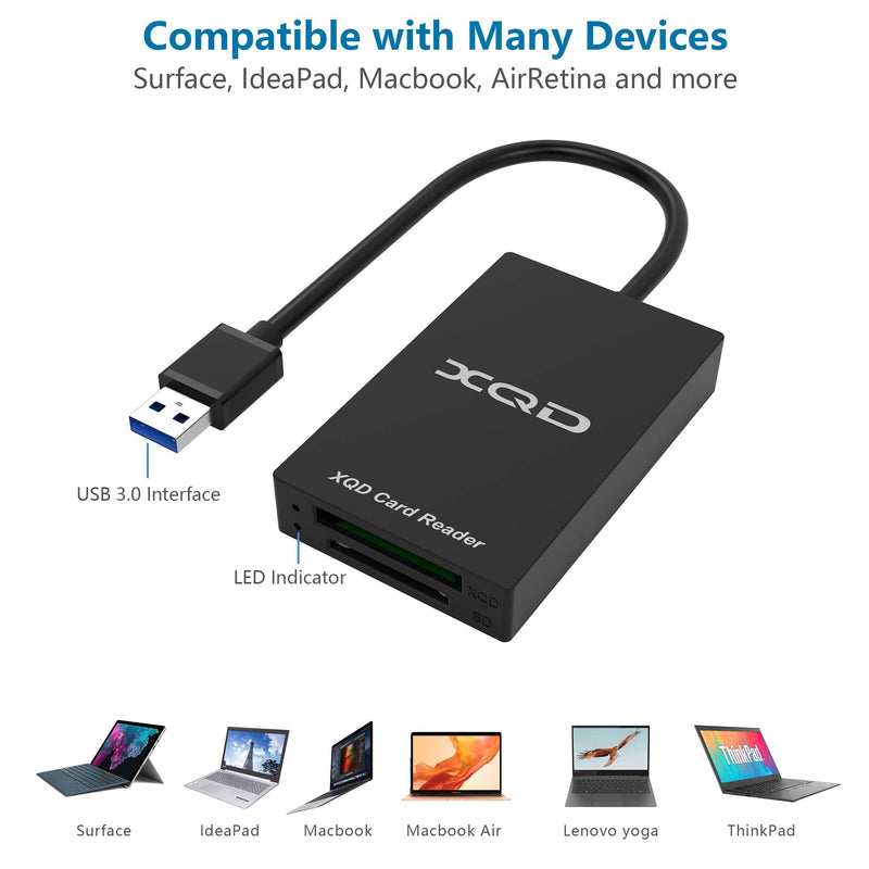 [Australia - AusPower] - XQD Card Reader, USB 3.0 XQD/SD Card Reader Dual Slot Memory Card Reader 5Gpbs Super Speed Compatible with Sony G/M Series, Lexar 2933x/1400x USB Mark XQD Card, SD/SDHC Card for Windows/Mac OS 