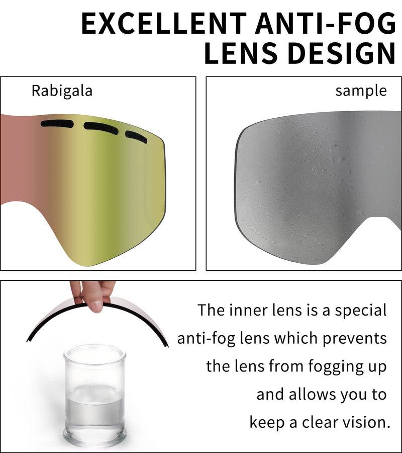 [Australia - AusPower] - Snowboarding Goggles Snow Ski Goggles Double-Layer Anti-fog Skiing Goggles for Snowmobile Skating Revo 