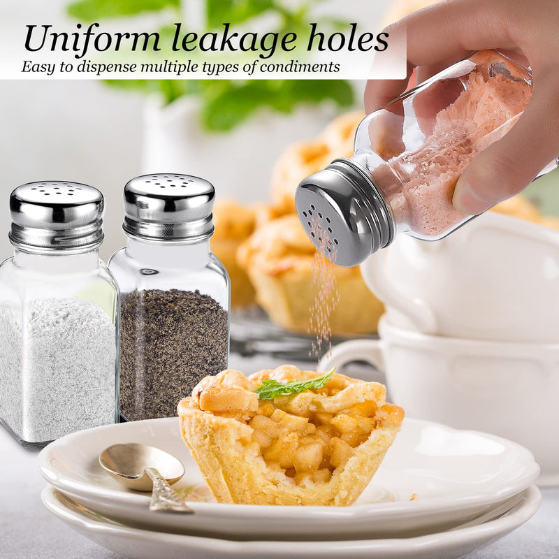 [Australia - AusPower] - Glass Salt and Pepper Shakers Set ,DWTS Salt Shakers with Stainless Steel Lid-Clear Glass Spice Jars,Clear to Know When to Fill,Best Farmhouse Kitchen Decoration Transparent Glass 
