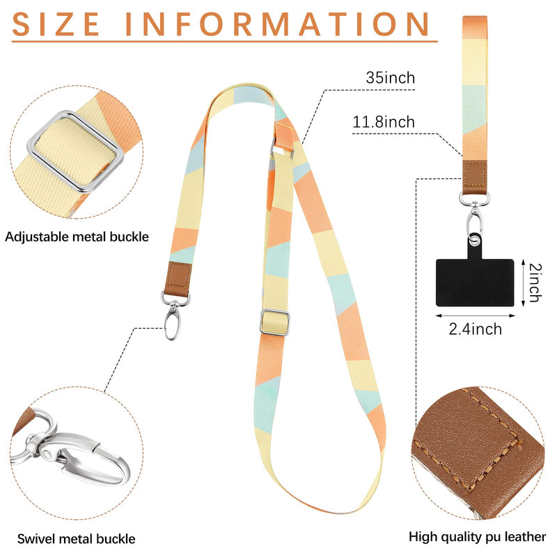 [Australia - AusPower] - 6 Pieces Phone Lanyard Universal Adjustable Neck Straps Wrist Lanyard With 3 Patches Crossbody Lanyard for Phone Case (Cute Style) 
