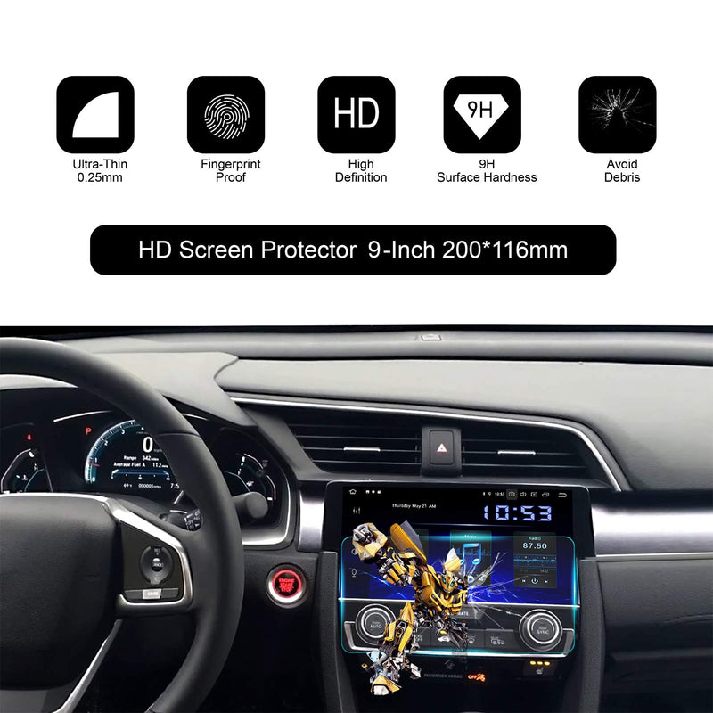 [Australia - AusPower] - Dasaita 9 inch 200 116MM Large Screen Tempered Glass Screen Protector Display Monitor Glass Film for 2 DIN Car DVD GPS Head Unit Touch Screen Global Navigation System 