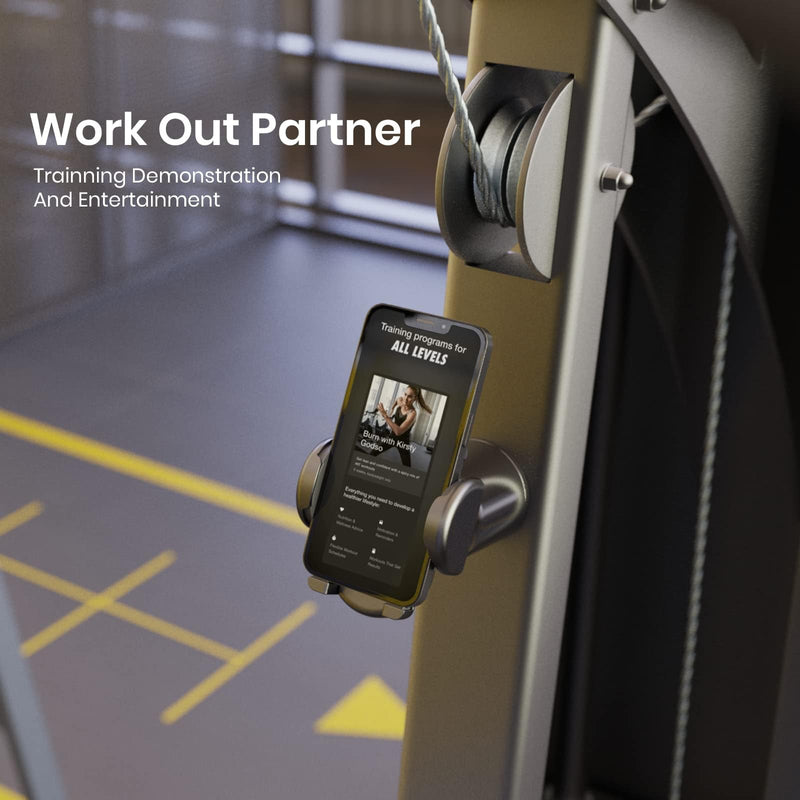 [Australia - AusPower] - MiiKARE Gym Accessory Magnetic Phone Holder for Videos, Universal Hands-Free Magnetic Phone Mount for Gym with 360 Degree Angle Adjustable, Home Gym Essentials Phone Mount for Women an Men-Black Black 