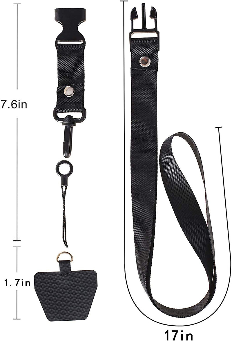 [Australia - AusPower] - [2 Pack] Cellphone Lanyard Tether, Universal Detachable Neck Strap with Patch for Most Cell Phone Case & iPhone Case (Black+Leopard) Black+Leopard 